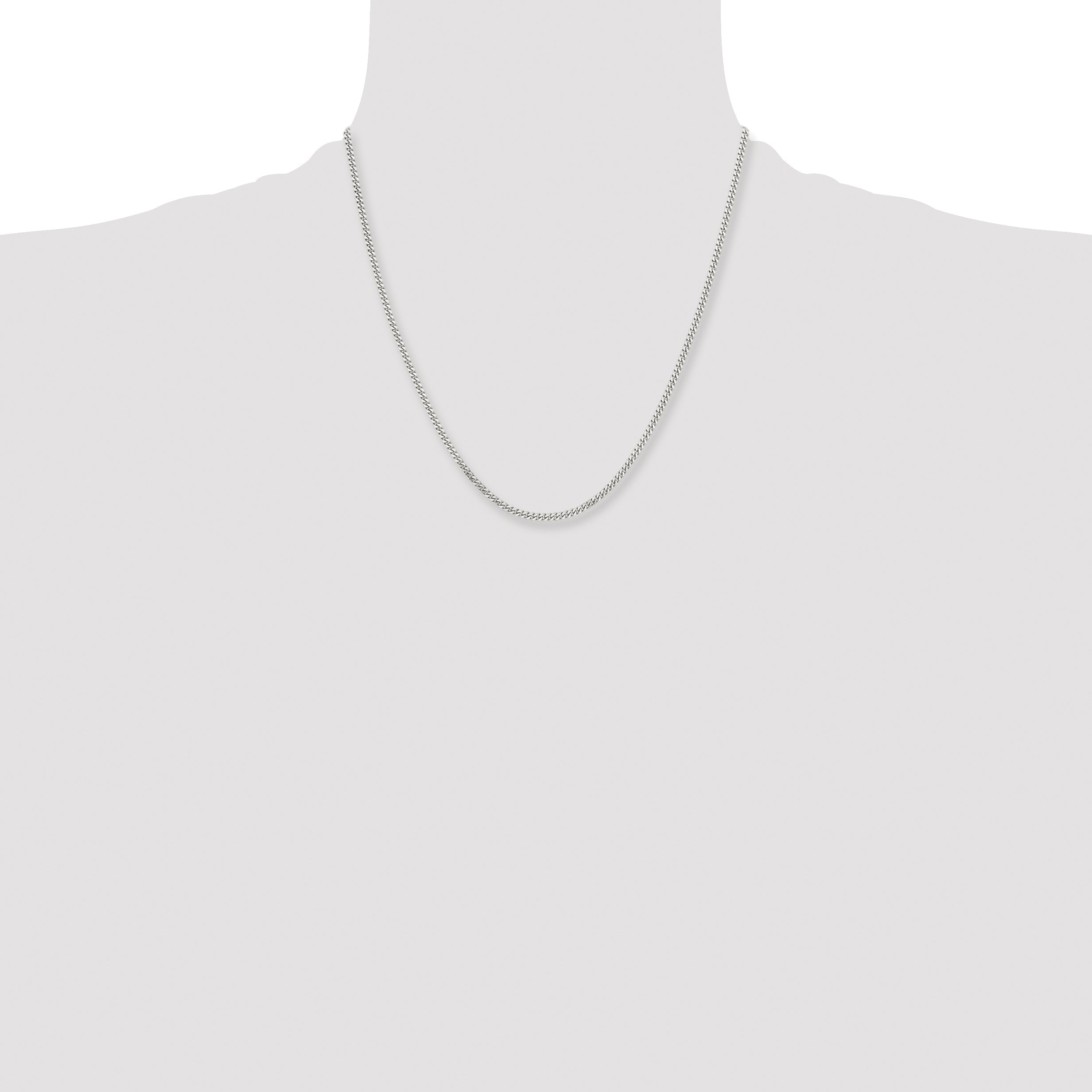 Stainless Steel Chisel Polished 3mm 20 Inch Curb Chain Necklace