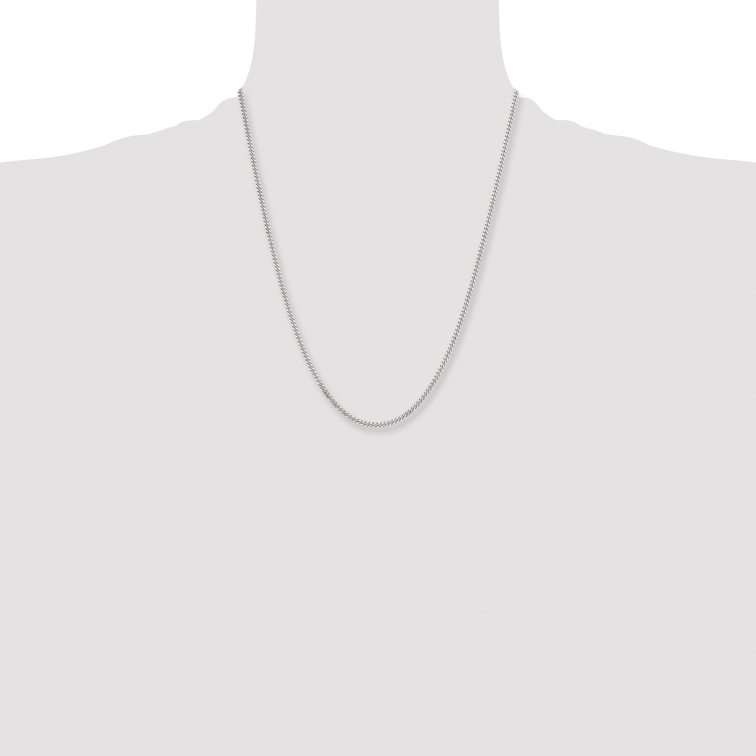 Stainless Steel Chisel Polished 3mm 22 Inch Curb Chain Necklace