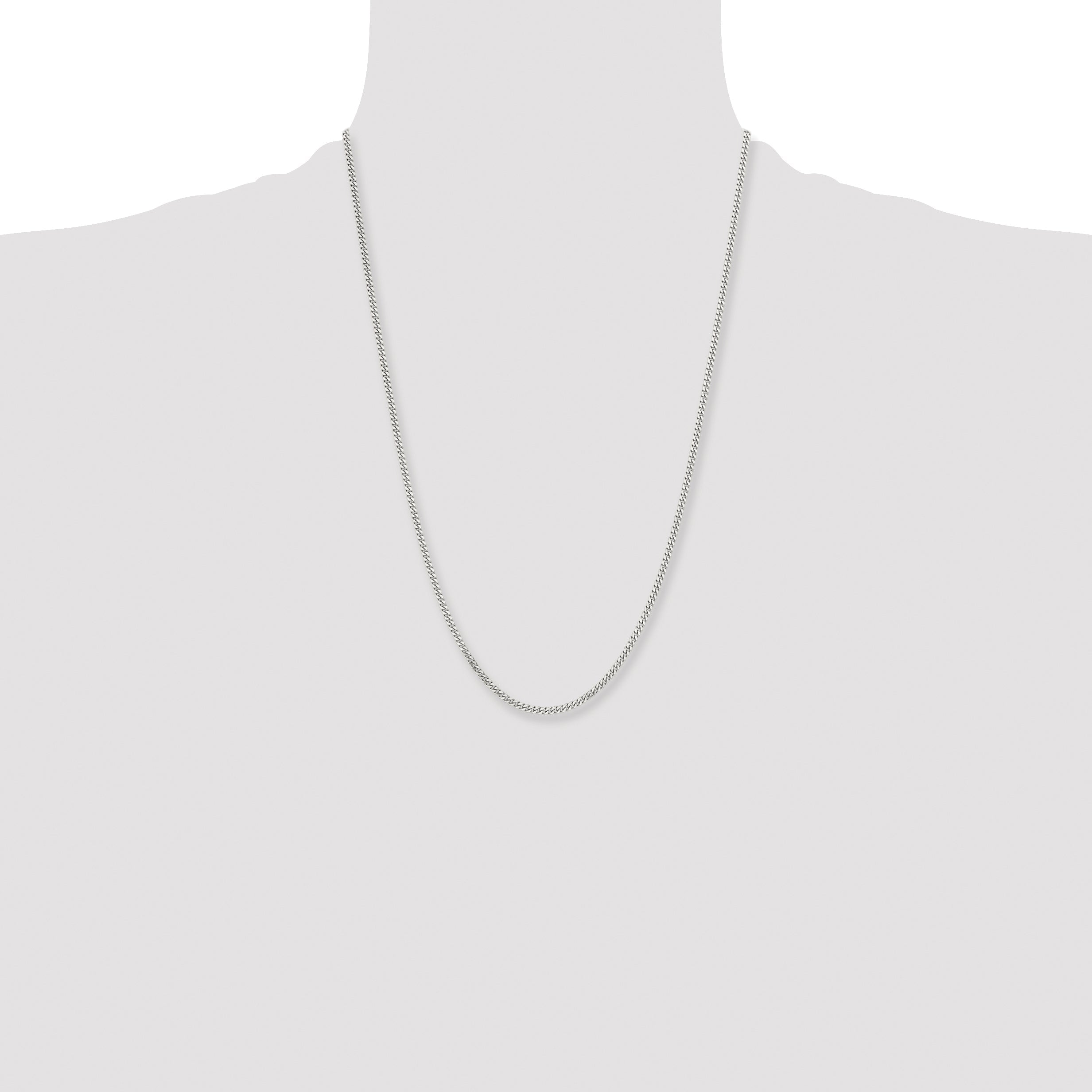 Stainless Steel Chisel Polished 3mm 24 Inch Curb Chain Necklace