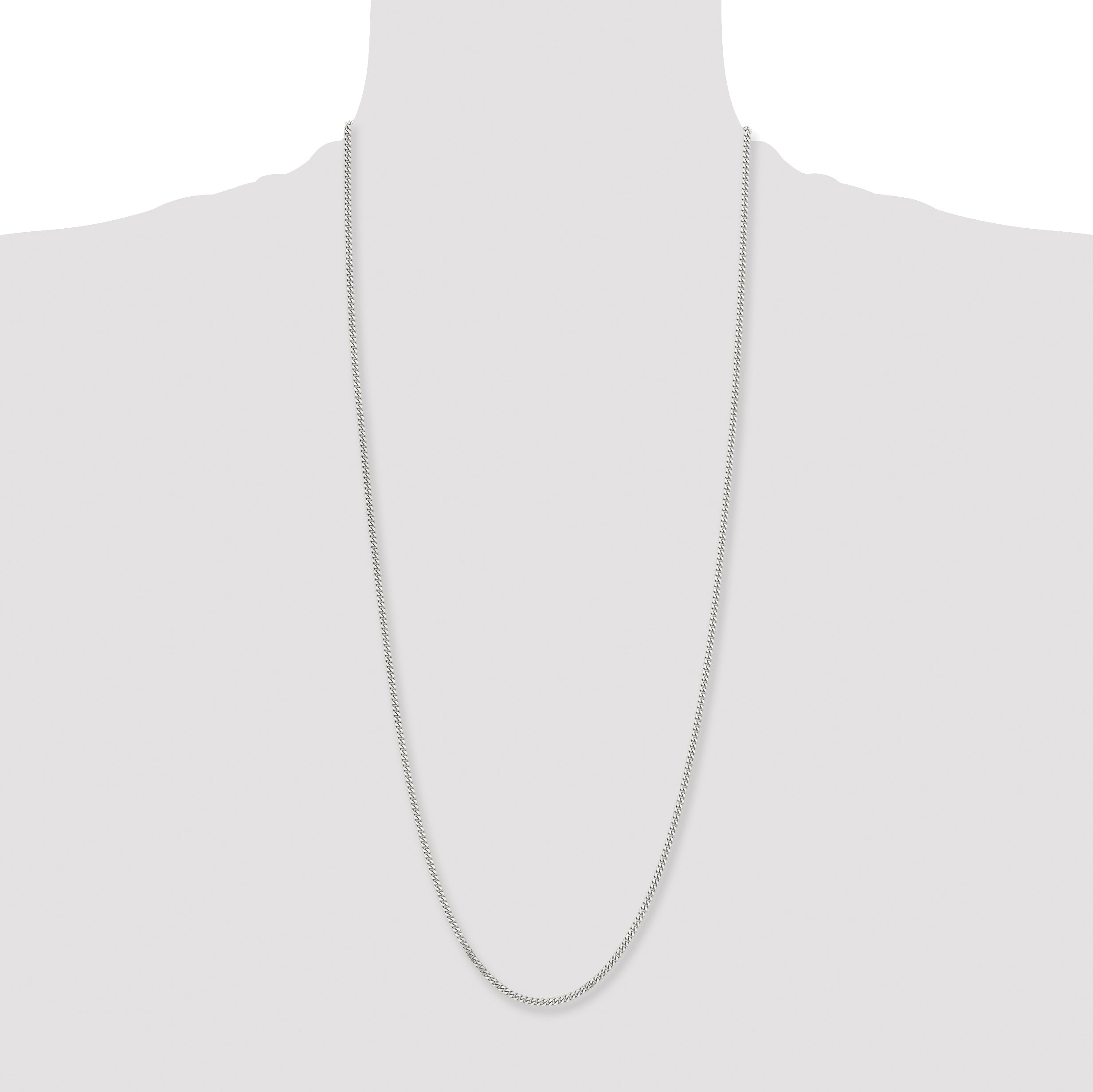 Stainless Steel Chisel Polished 3mm 30 Inch Curb Chain Necklace