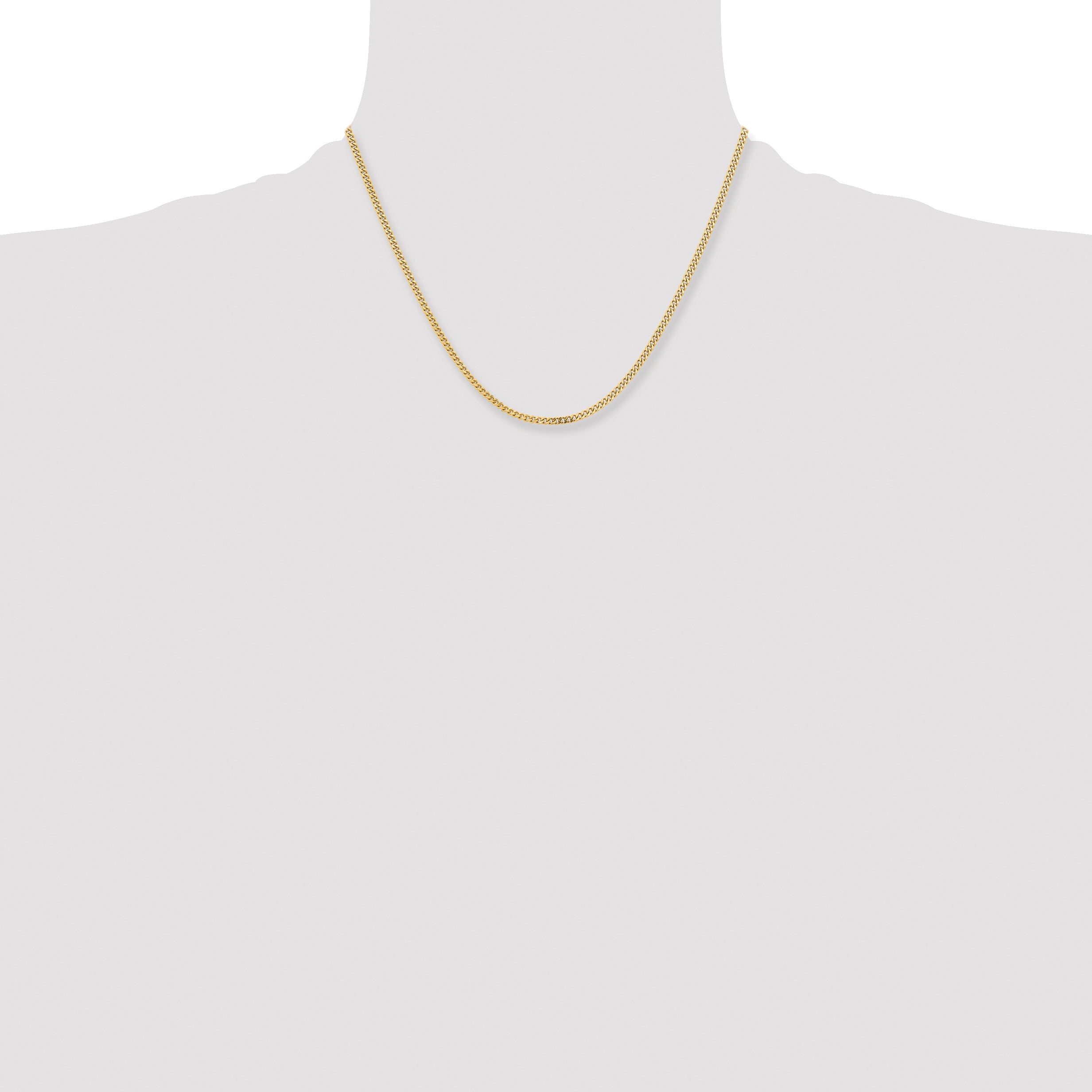 Stainless Steel Chisel Polished Yellow Ip-Plated 3mm 18 Inch Curb Chain Necklace