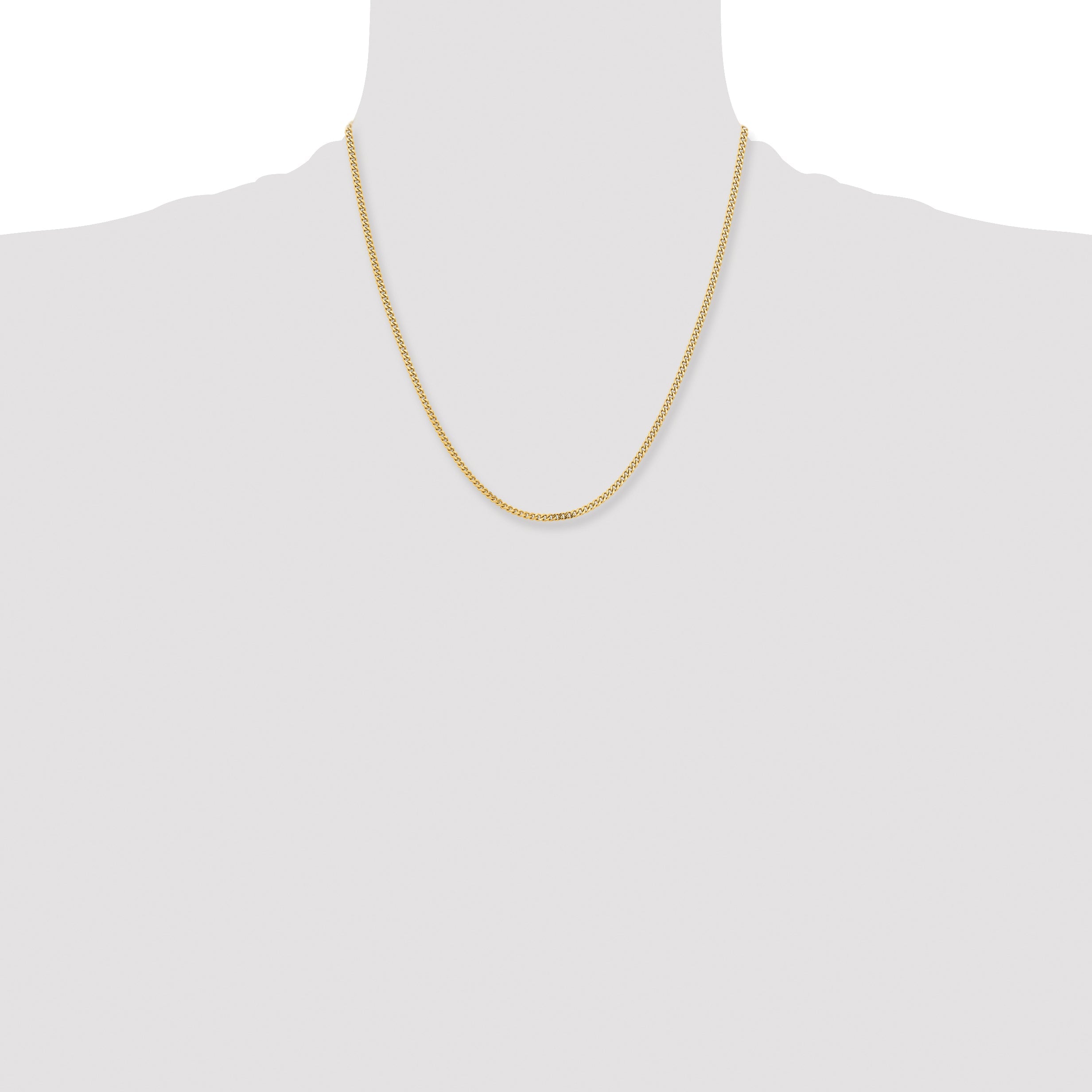 Stainless Steel Chisel Polished Yellow Ip-Plated 3mm 20 Inch Curb Chain Necklace