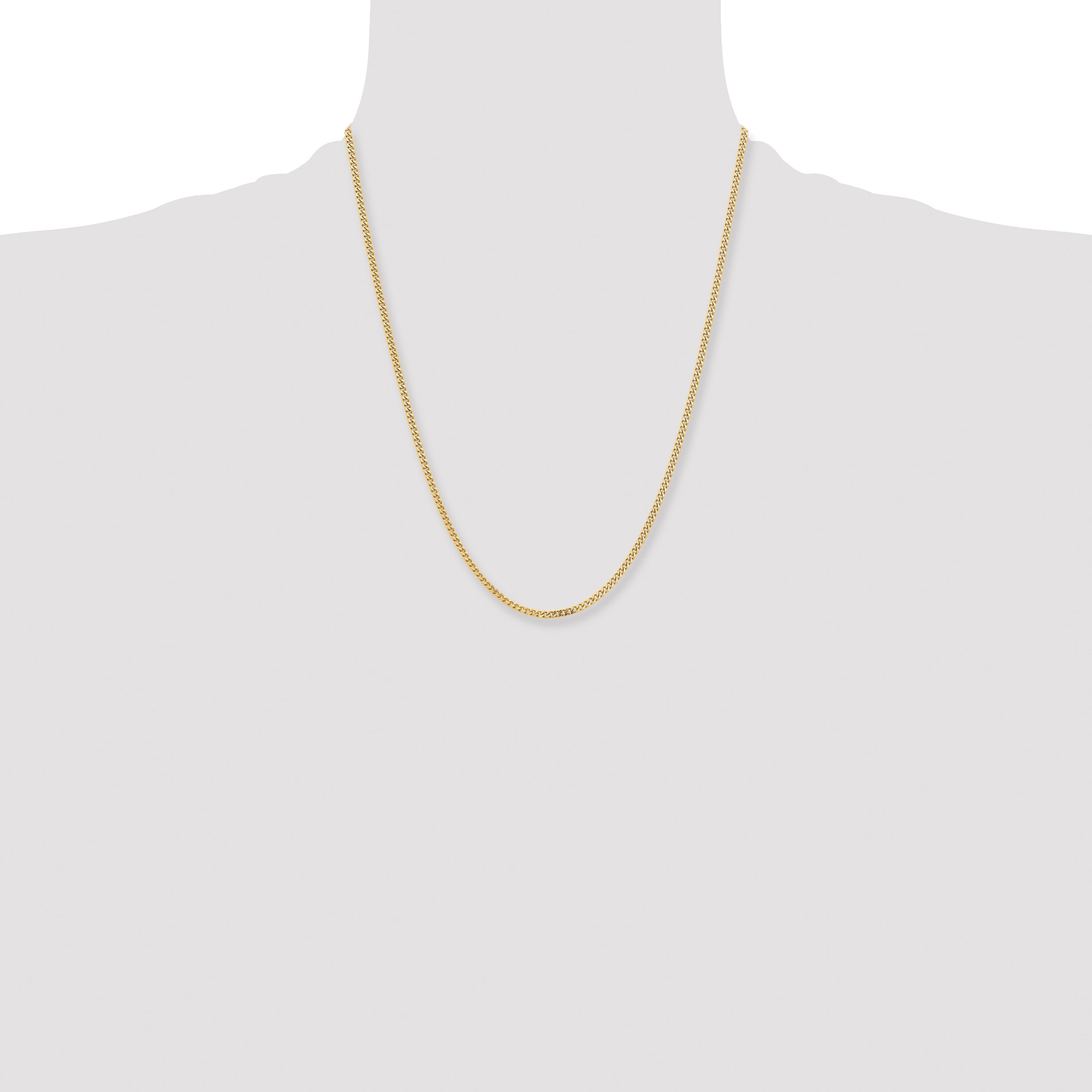 Stainless Steel Chisel Polished Yellow Ip-Plated 3mm 22 Inch Curb Chain Necklace