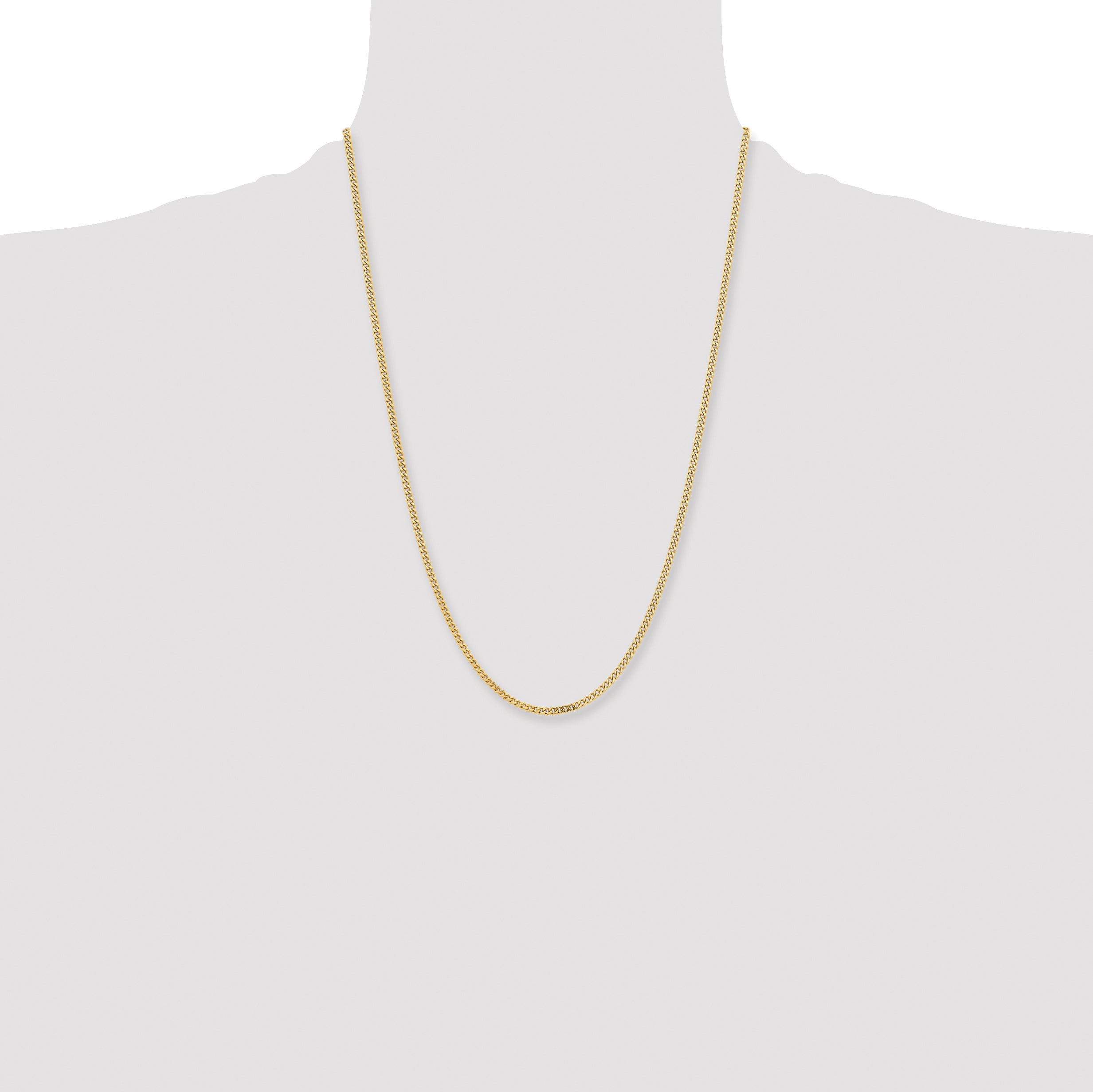 Stainless Steel Chisel Polished Yellow Ip-Plated 3mm 24 Inch Curb Chain Necklace