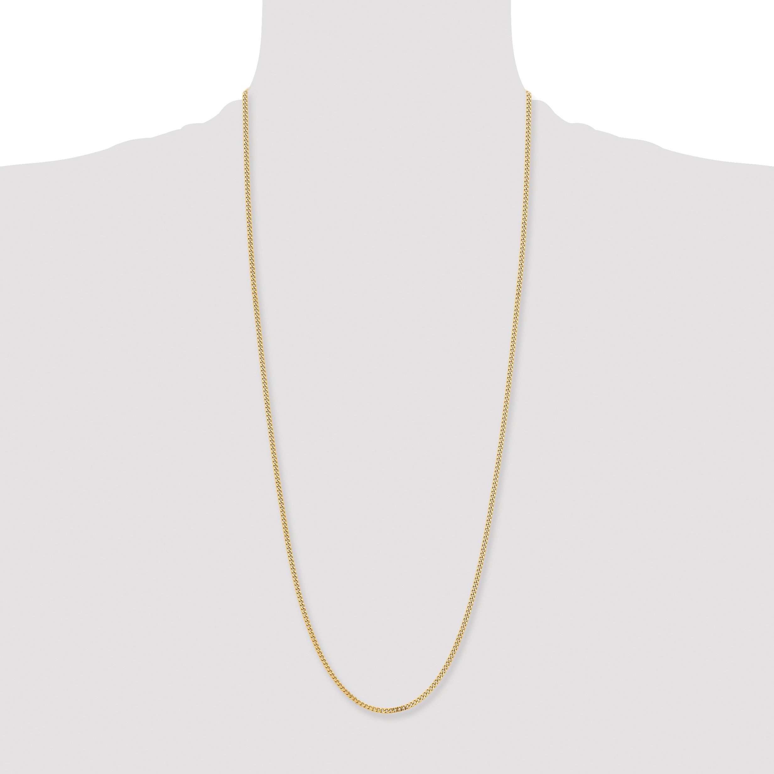 Stainless Steel Chisel Polished Yellow Ip-Plated 3mm 30 Inch Curb Chain Necklace