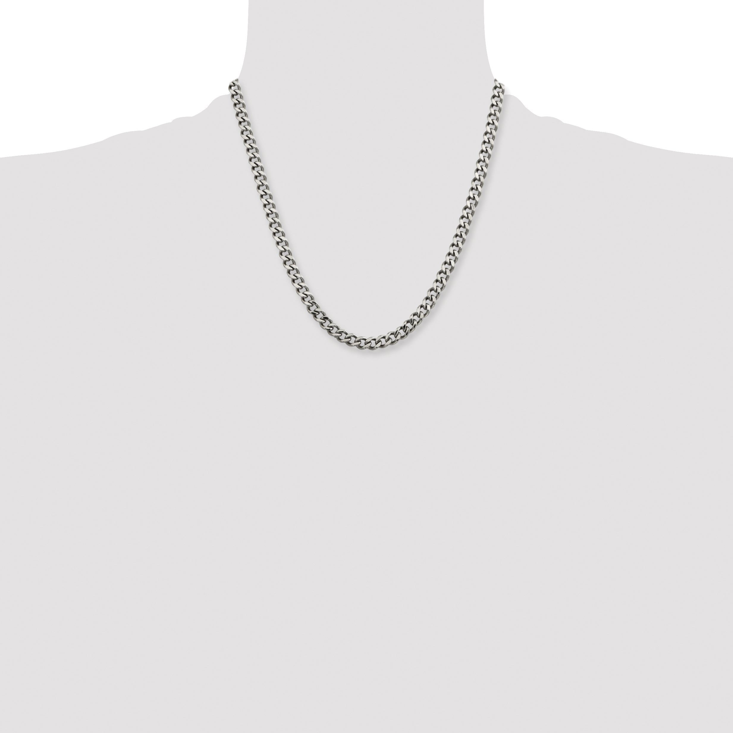 Stainless Steel Chisel Polished 6.75mm 20 Inch Curb Chain Necklace