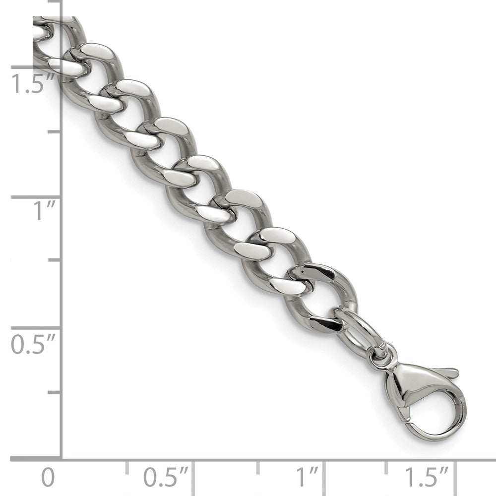 Stainless Steel Chisel Polished 7.5mm 8 Inch Curb Chain Bracelet