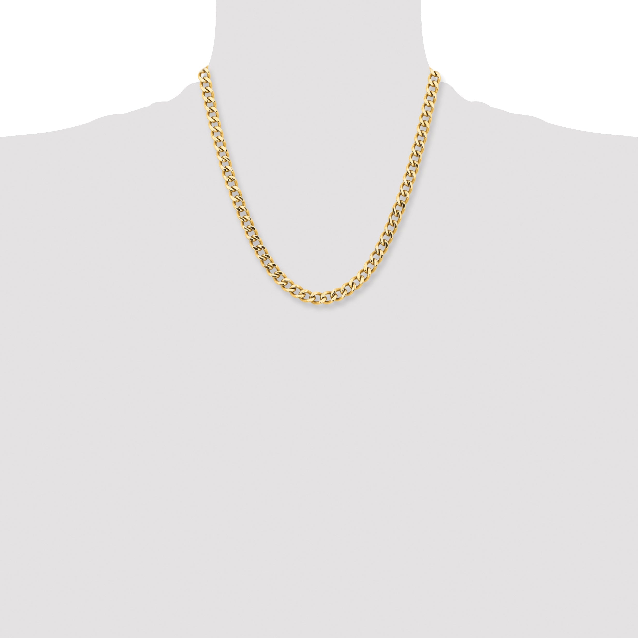 Stainless Steel Chisel Polished Yellow Ip-Plated 7.5mm 20 Inch Curb Chain Necklace