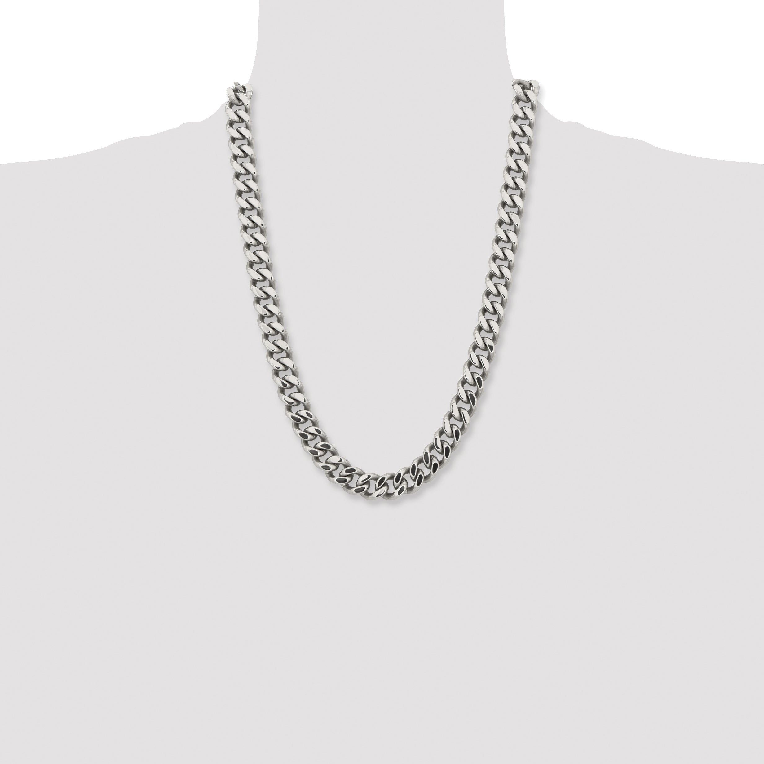 Stainless Steel Chisel Polished 13.75mm 24 Inch Curb Chain Necklace