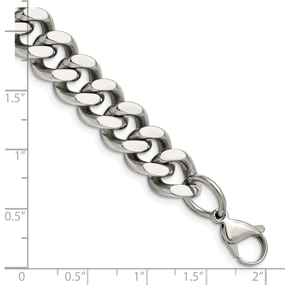 Stainless Steel Chisel Polished 13.75mm 8.5 Inch Curb Chain Bracelet