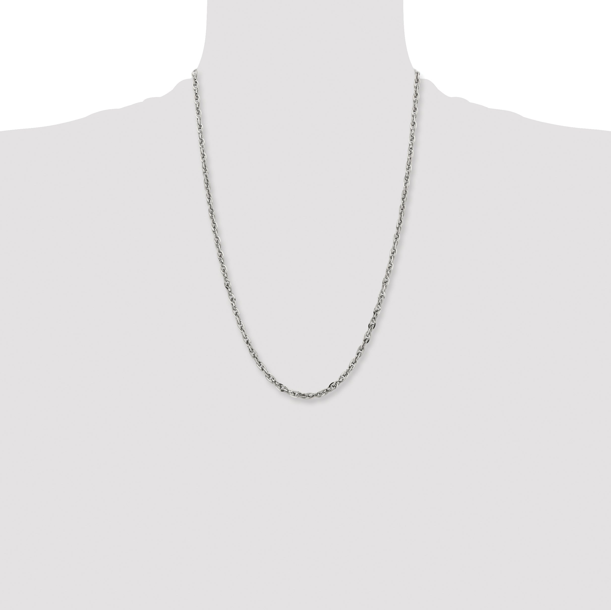 Stainless Steel Chisel Polished 4.2mm 24 Inch Fancy Twisted Link Chain Necklace