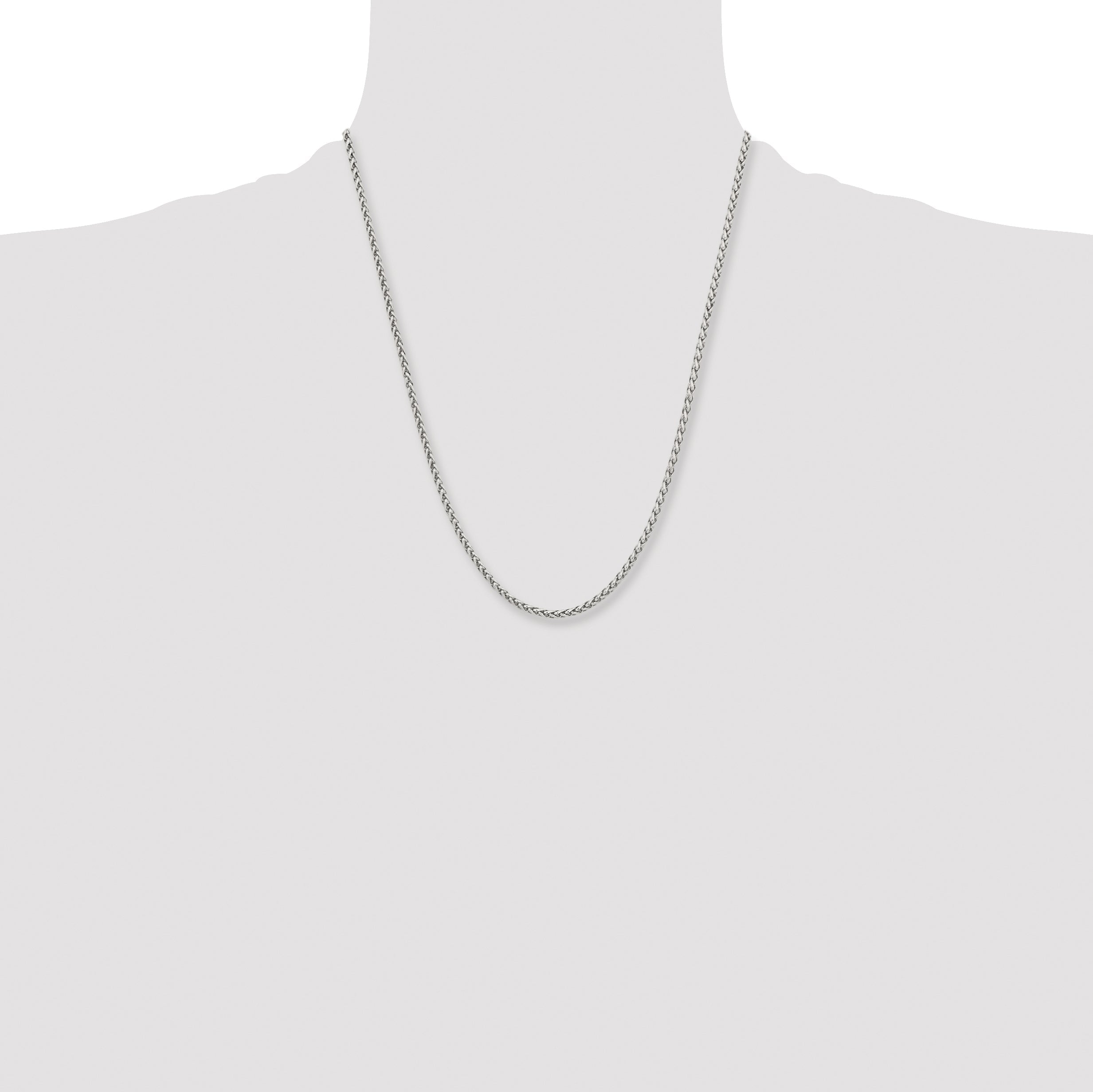 Stainless Steel Chisel Polished 3mm 22 Inch Wheat Chain Necklace