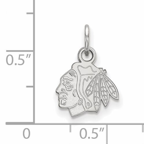 Sterling Silver Rhodium Plated Nhl Logoart Chicago Blackhawks Extra Small Pendant