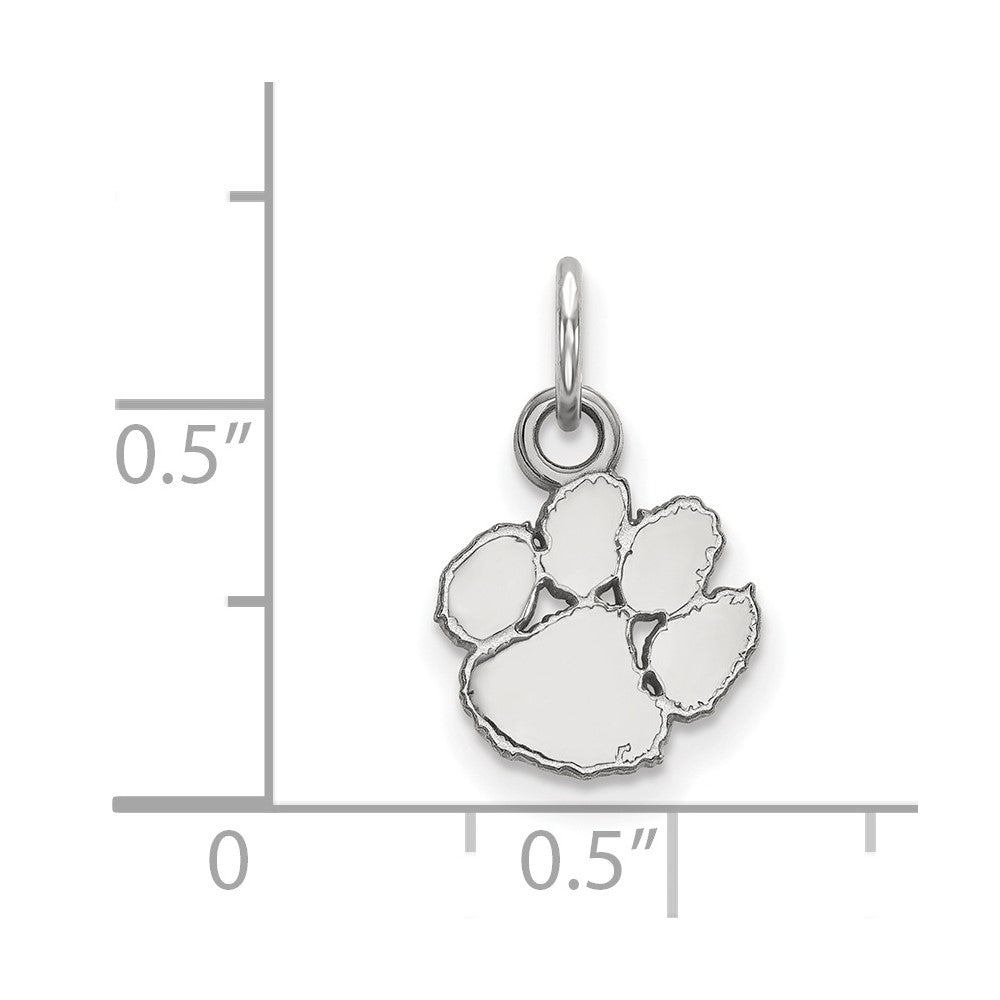 14K White Gold Logoart Clemson University Tiger Paw Extra Small Pendant
