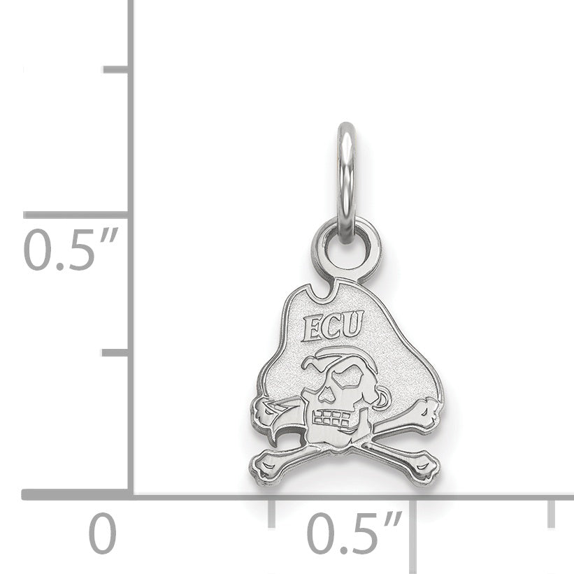 Sterling Silver Rhodium Plated Logoart East Carolina University Pirate Extra Small Pendant