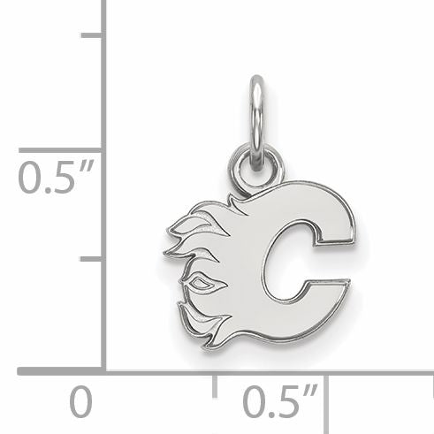 Sterling Silver Rhodium Plated Nhl Logoart Calgary Flames Letter C Extra Small Pendant