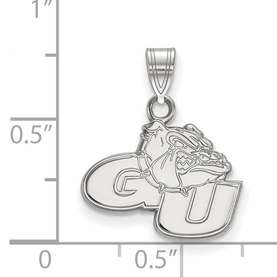 Sterling Silver Rhodium Plated Logoart Gonzaga University G U Bulldog Small Pendant