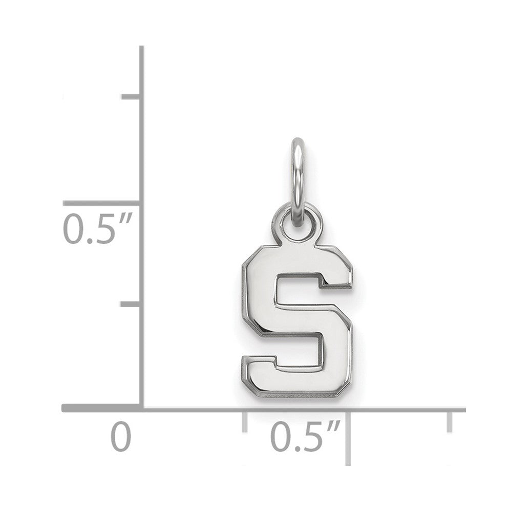 10K White Gold Logoart Michigan State University Letter S Extra Small Pendant