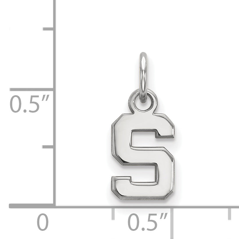 Sterling Silver Rhodium Plated Logoart Michigan State University Letter S Extra Small Pendant