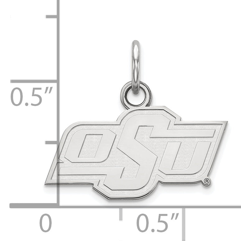 Sterling Silver Rhodium Plated Logoart Oklahoma State University O S U Extra Small Pendant