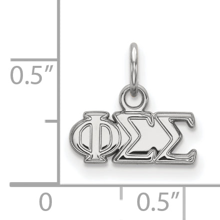 Sterling Silver Rhodium Plated Logoart Phi Sigma Sorority Greek Letters Extra Small Pendant