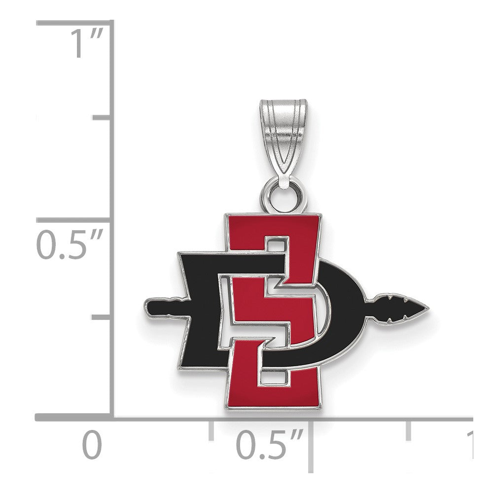 10K White Gold Logoart San Diego State University Small Enameled Pendant