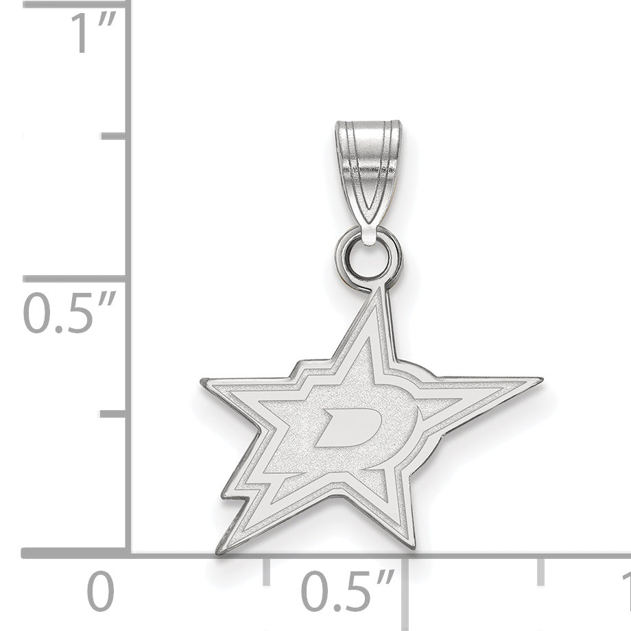 Sterling Silver Rhodium Plated Nhl Logoart Dallas Stars Small Pendant