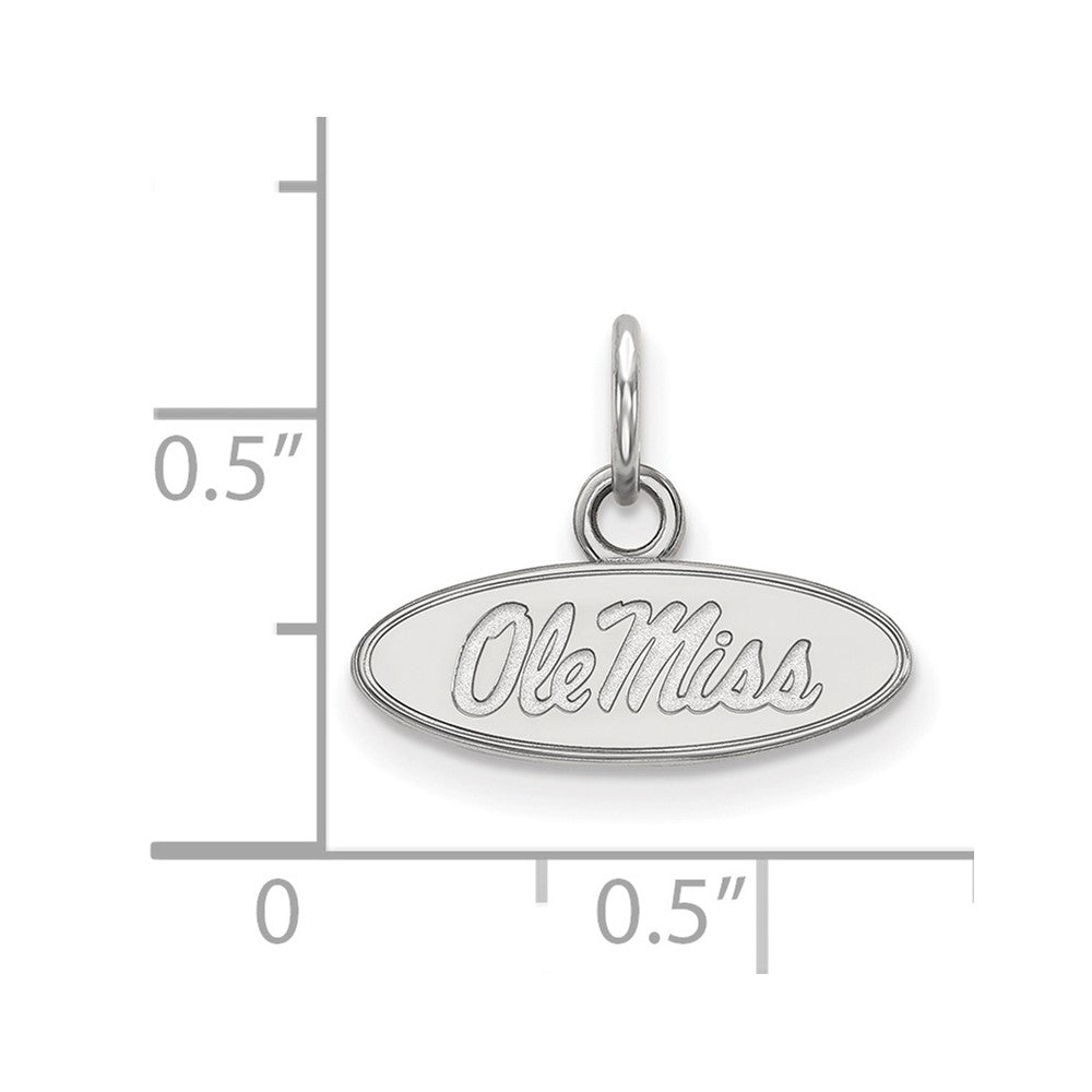 Sterling Silver Rhodium Plated Logoart University Of Mississippi Ole Miss Extra Small Oval Pendant