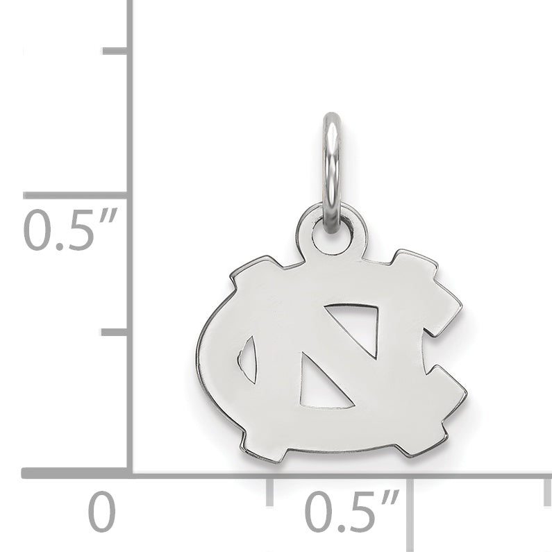 Sterling Silver Rhodium Plated Logoart University Of North Carolina N C Extra Small Pendant
