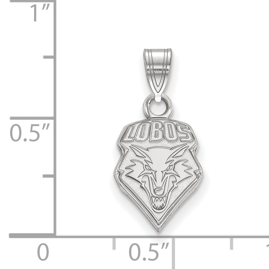 Sterling Silver Rhodium Plated Logoart University Of New Mexico Lobos Small Pendant