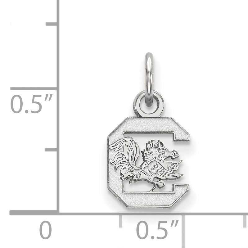 Sterling Silver Rhodium Plated Logoart University Of South Carolina Extra Small Pendant