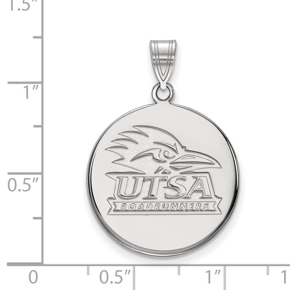 Sterling Silver Rhodium Plated Logoart University Of Texas At San Antonio Large Disc Pendant