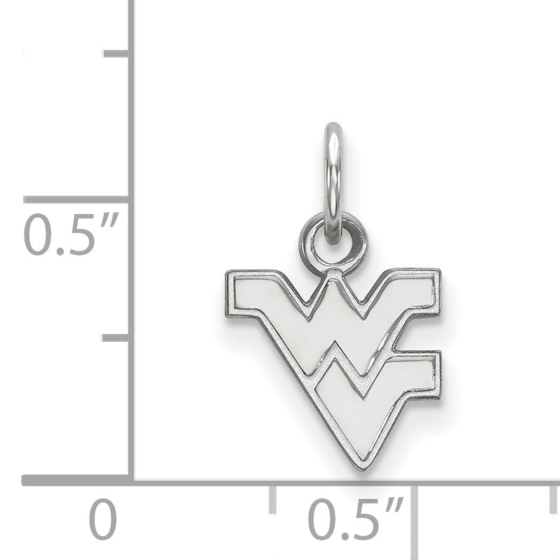 Sterling Silver Rhodium Plated Logoart West Virginia University W V Extra Small Pendant