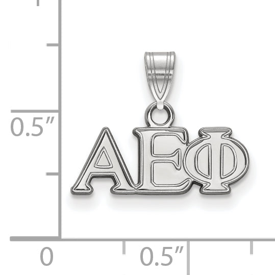Sterling Silver Rhodium Plated Logoart Alpha Epsilon Phi Sorority Greek Letters Small Pendant
