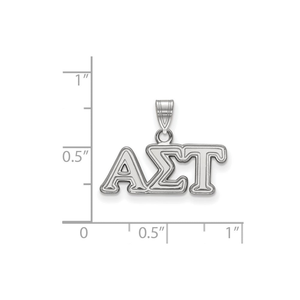 Sterling Silver Rhodium Plated Logoart Alpha Sigma Tau Sorority Greek Letters Small Pendant