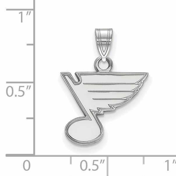 Sterling Silver Rhodium Plated Nhl Logoart St. Louis Blues Small Pendant