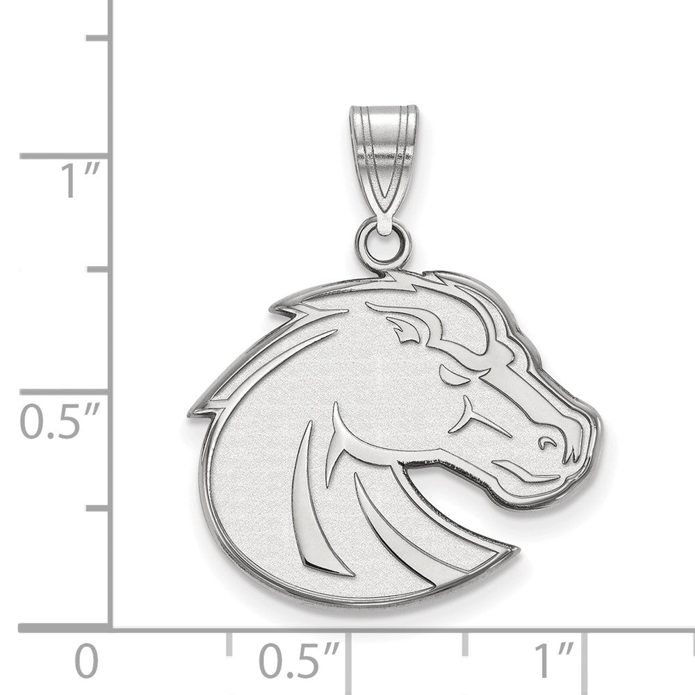14K White Gold Logoart Boise State University Bronco Large Pendant