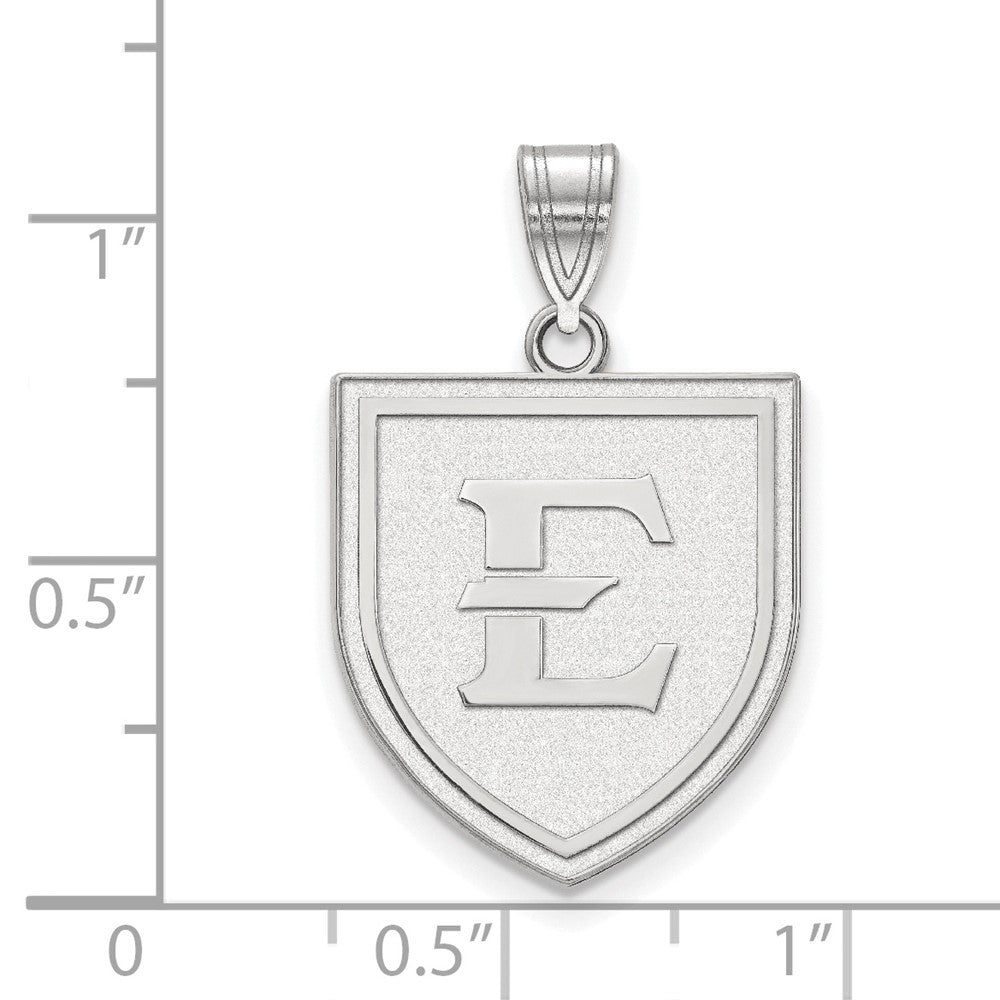 10K White Gold Logoart East Tennessee State University Letter E Shield Large Pendant
