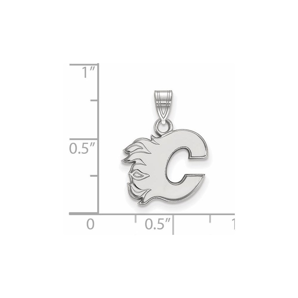 14K White Gold Nhl Logoart Calgary Flames Letter C Small Pendant