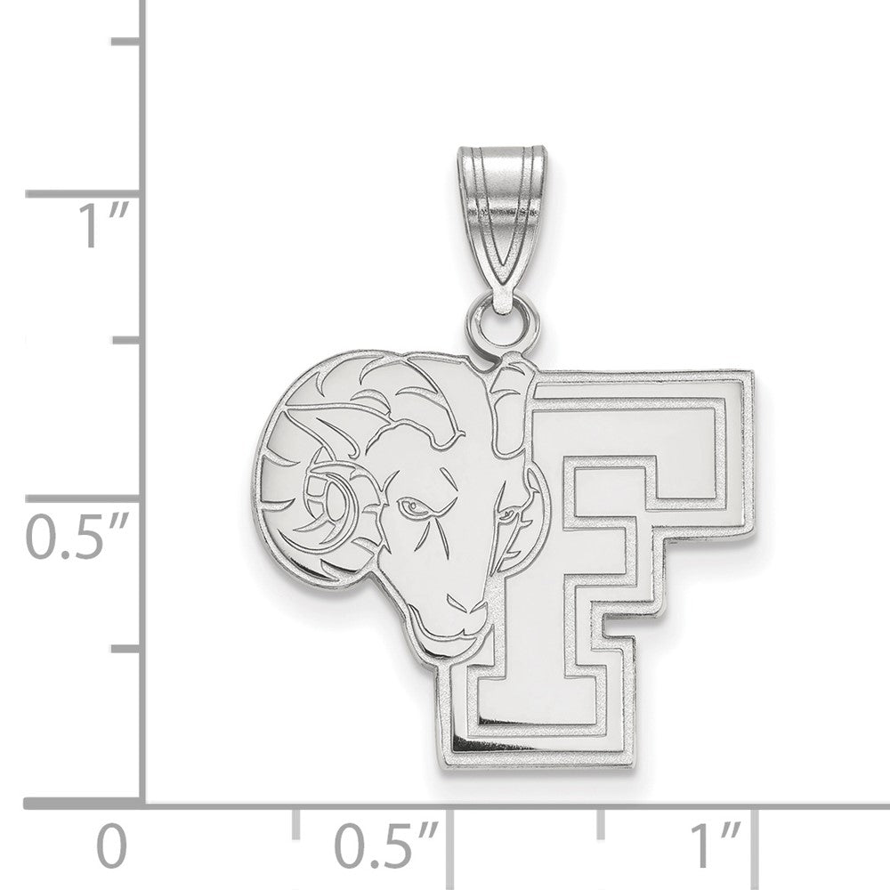 10K White Gold Logoart Fordham University Ram Large Pendant