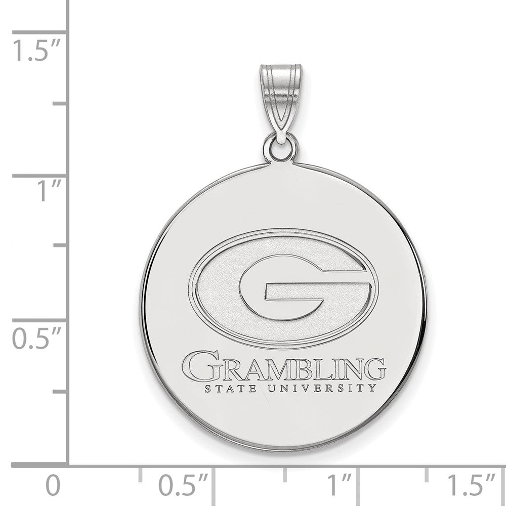 Sterling Silver Rhodium Plated Logoart Grambling State University Extra Large Disc Pendant