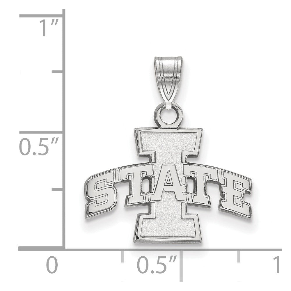 Sterling Silver Rhodium Plated Logoart Iowa State University Small Pendant