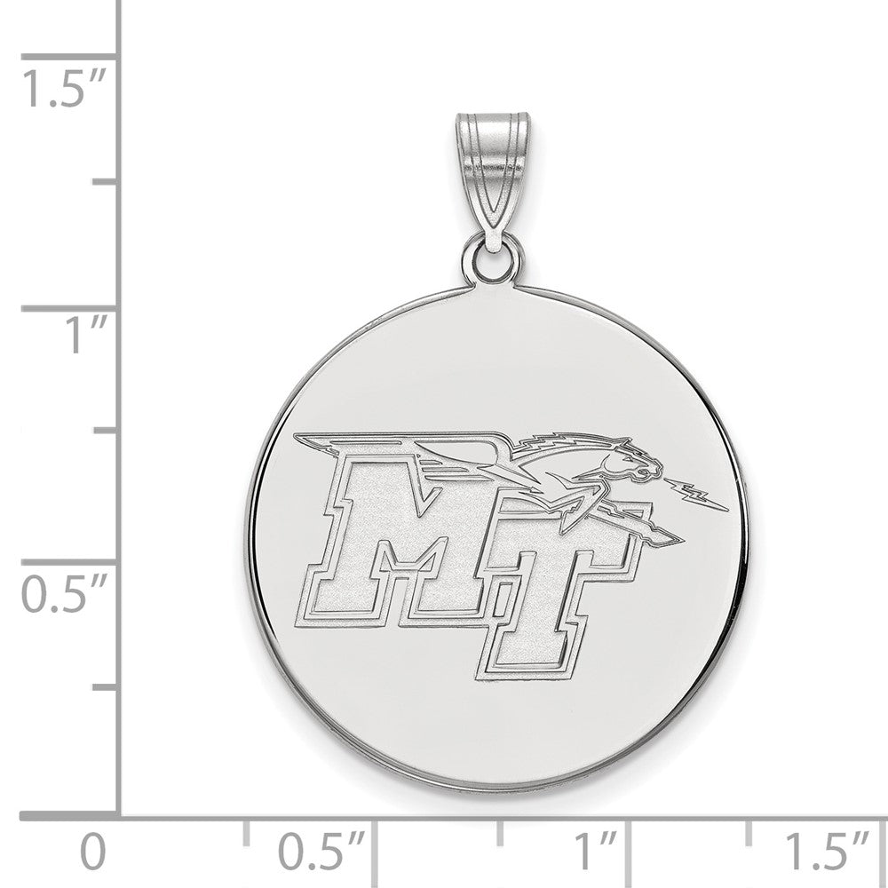 10K White Gold Logoart Middle Tennessee State University M T Extra Large Disc Pendant