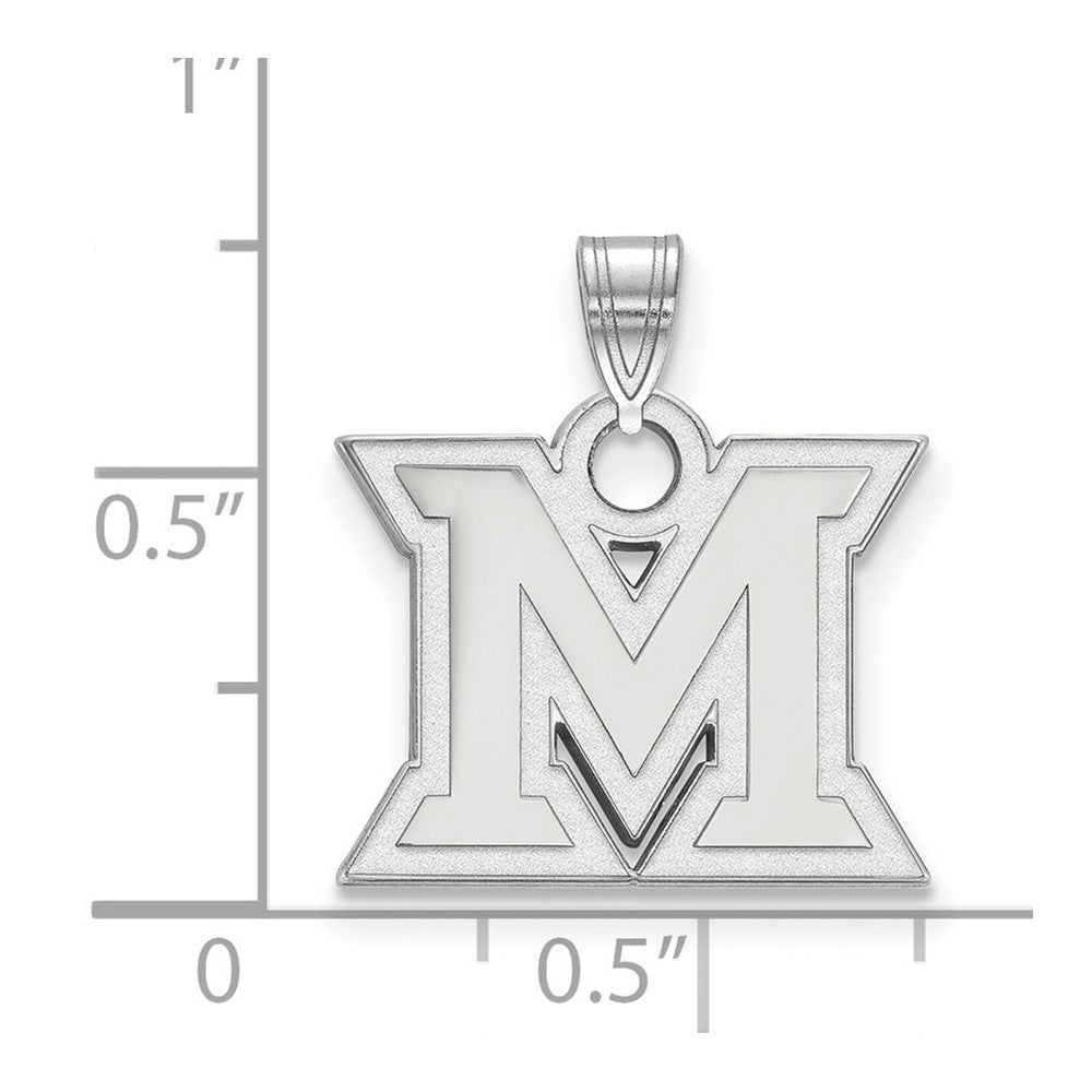 10K White Gold Logoart Miami University Ohio Letter M Small Pendant
