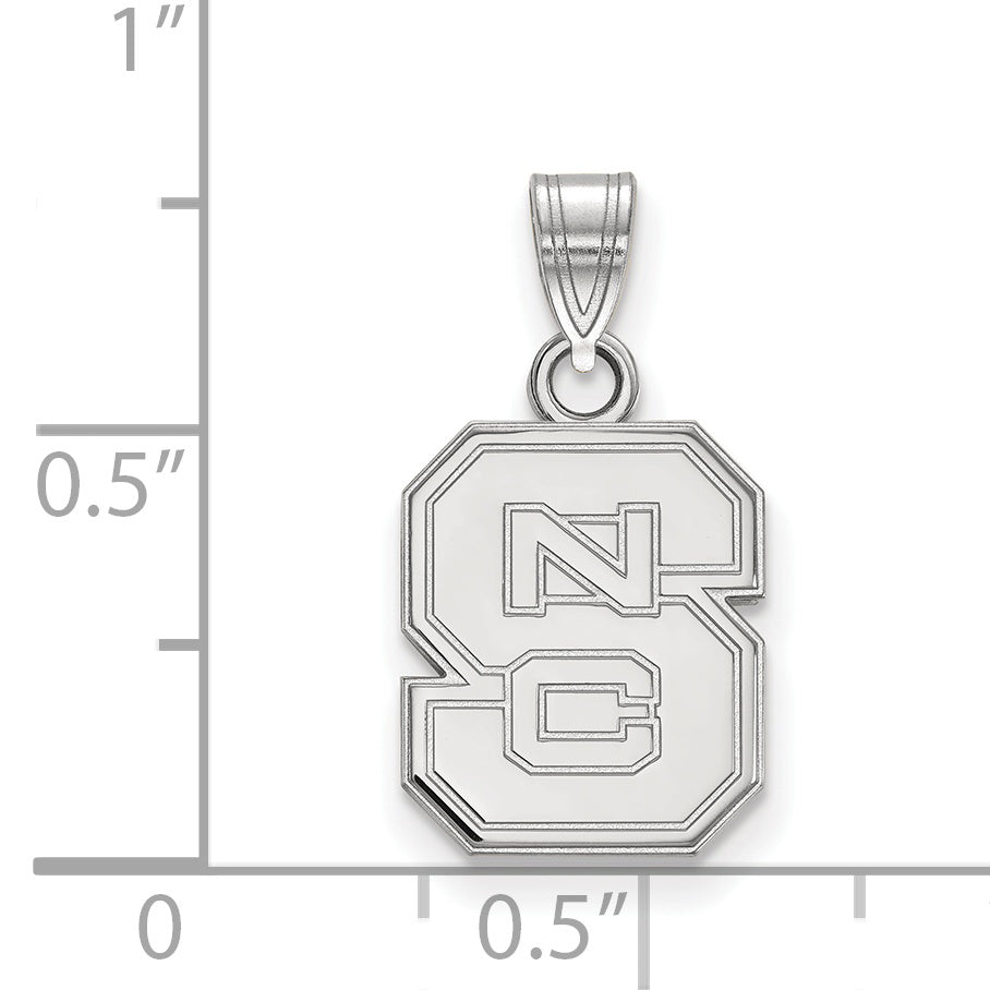 Sterling Silver Rhodium Plated Logoart North Carolina State University N C S Small Pendant