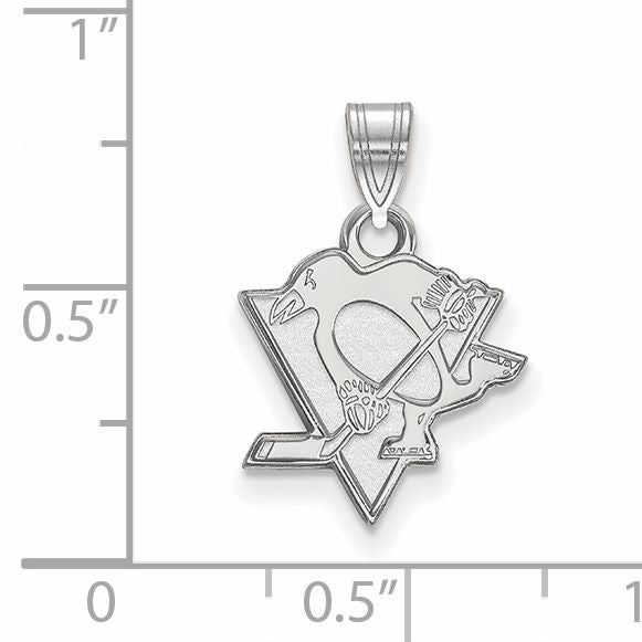 Sterling Silver Rhodium Plated Nhl Logoart Pittsburgh Penguins Small Pendant