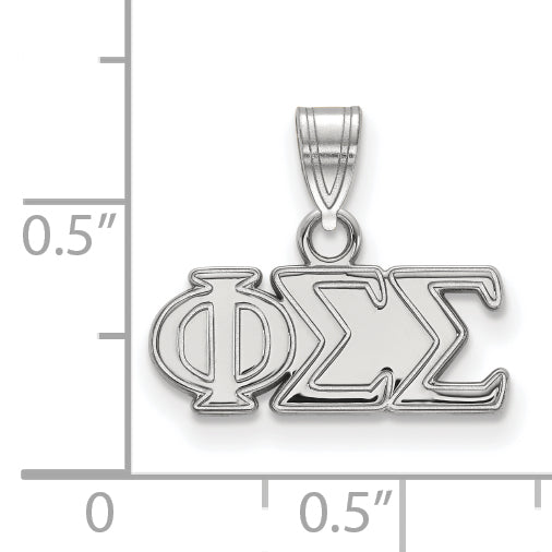 Sterling Silver Rhodium Plated Logoart Phi Sigma Sorority Greek Letters Small Pendant