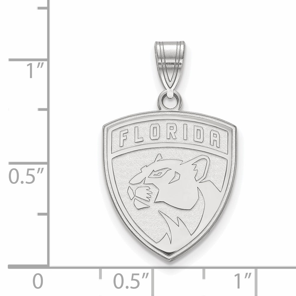 Sterling Silver Rhodium Plated Nhl Logoart Florida Panthers Large Pendant