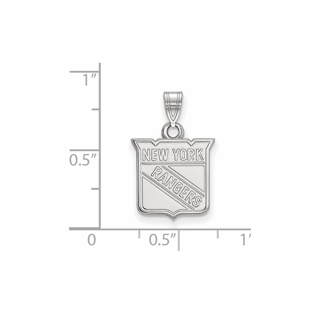 Sterling Silver Rhodium Plated Nhl Logoart New York Rangers Small Pendant