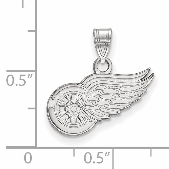 Sterling Silver Rhodium Plated Nhl Logoart Detroit Red Wings Small Pendant